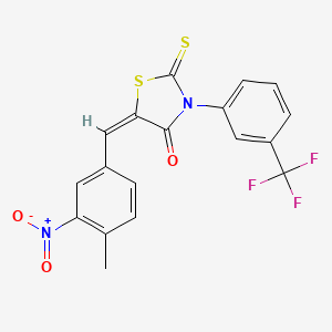 molecular formula C18H11F3N2O3S2 B4721728 5-(4-methyl-3-nitrobenzylidene)-2-thioxo-3-[3-(trifluoromethyl)phenyl]-1,3-thiazolidin-4-one 