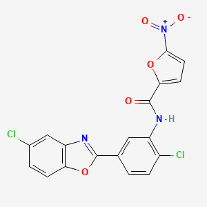 molecular formula C18H9Cl2N3O5 B4721732 N-[2-chloro-5-(5-chloro-1,3-benzoxazol-2-yl)phenyl]-5-nitro-2-furamide 