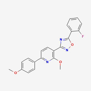 molecular formula C21H16FN3O3 B4721761 3-[5-(2-fluorophenyl)-1,2,4-oxadiazol-3-yl]-2-methoxy-6-(4-methoxyphenyl)pyridine 