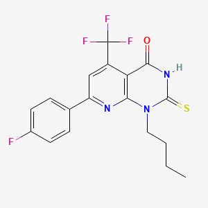 molecular formula C18H15F4N3OS B4721776 1-butyl-7-(4-fluorophenyl)-2-mercapto-5-(trifluoromethyl)pyrido[2,3-d]pyrimidin-4(1H)-one 