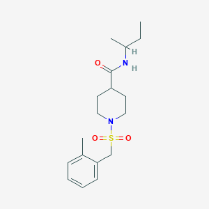 molecular formula C18H28N2O3S B4721796 N-(sec-butyl)-1-[(2-methylbenzyl)sulfonyl]-4-piperidinecarboxamide 