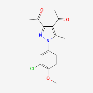 molecular formula C15H15ClN2O3 B4721820 1,1'-[1-(3-chloro-4-methoxyphenyl)-5-methyl-1H-pyrazole-3,4-diyl]diethanone 