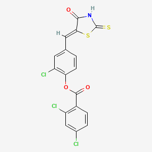 molecular formula C17H8Cl3NO3S2 B4721822 2-chloro-4-[(4-oxo-2-thioxo-1,3-thiazolidin-5-ylidene)methyl]phenyl 2,4-dichlorobenzoate 