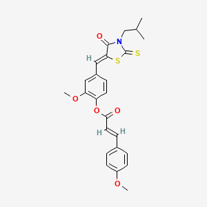 molecular formula C25H25NO5S2 B4721837 4-[(3-isobutyl-4-oxo-2-thioxo-1,3-thiazolidin-5-ylidene)methyl]-2-methoxyphenyl 3-(4-methoxyphenyl)acrylate 
