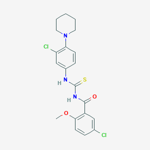 molecular formula C20H21Cl2N3O2S B472186 5-chloro-N-[(3-chloro-4-piperidin-1-ylphenyl)carbamothioyl]-2-methoxybenzamide CAS No. 371123-70-5