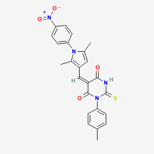 molecular formula C24H20N4O4S B4721868 5-{[2,5-dimethyl-1-(4-nitrophenyl)-1H-pyrrol-3-yl]methylene}-1-(4-methylphenyl)-2-thioxodihydro-4,6(1H,5H)-pyrimidinedione 