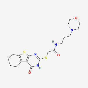 molecular formula C19H26N4O3S2 B4721883 N-[3-(4-morpholinyl)propyl]-2-[(4-oxo-3,4,5,6,7,8-hexahydro[1]benzothieno[2,3-d]pyrimidin-2-yl)thio]acetamide 