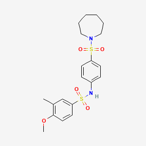 molecular formula C20H26N2O5S2 B4721888 N-[4-(1-azepanylsulfonyl)phenyl]-4-methoxy-3-methylbenzenesulfonamide 
