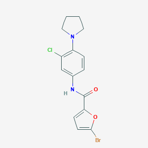 molecular formula C15H14BrClN2O2 B472193 5-bromo-N-[3-chloro-4-(1-pyrrolidinyl)phenyl]-2-furamide CAS No. 364598-21-0