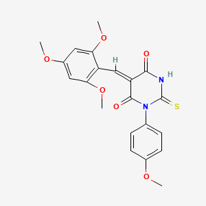 molecular formula C21H20N2O6S B4721936 1-(4-methoxyphenyl)-2-thioxo-5-(2,4,6-trimethoxybenzylidene)dihydro-4,6(1H,5H)-pyrimidinedione CAS No. 5810-62-8