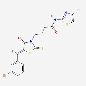 molecular formula C18H16BrN3O2S3 B4721979 4-[5-(3-bromobenzylidene)-4-oxo-2-thioxo-1,3-thiazolidin-3-yl]-N-(4-methyl-1,3-thiazol-2-yl)butanamide 