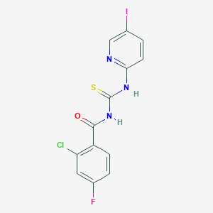 molecular formula C13H8ClFIN3OS B4721984 2-chloro-4-fluoro-N-{[(5-iodo-2-pyridinyl)amino]carbonothioyl}benzamide 