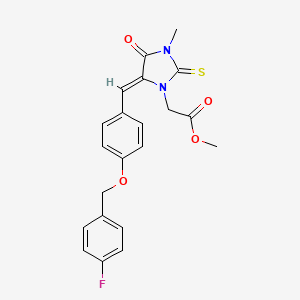 methyl (5-{4-[(4-fluorobenzyl)oxy]benzylidene}-3-methyl-4-oxo-2-thioxo-1-imidazolidinyl)acetate