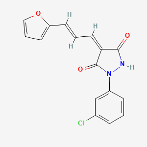 molecular formula C16H11ClN2O3 B4722030 1-(3-chlorophenyl)-4-[3-(2-furyl)-2-propen-1-ylidene]-3,5-pyrazolidinedione 
