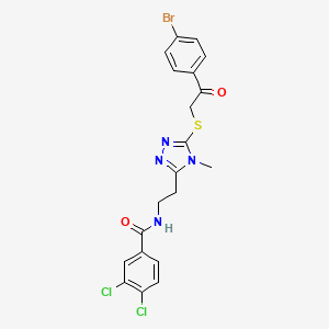 molecular formula C20H17BrCl2N4O2S B4722039 N-[2-(5-{[2-(4-bromophenyl)-2-oxoethyl]thio}-4-methyl-4H-1,2,4-triazol-3-yl)ethyl]-3,4-dichlorobenzamide 