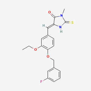 molecular formula C20H19FN2O3S B4722045 5-{3-ethoxy-4-[(3-fluorobenzyl)oxy]benzylidene}-3-methyl-2-thioxo-4-imidazolidinone 