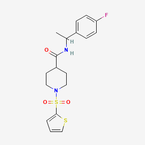 molecular formula C18H21FN2O3S2 B4722051 N-[1-(4-fluorophenyl)ethyl]-1-(2-thienylsulfonyl)-4-piperidinecarboxamide 