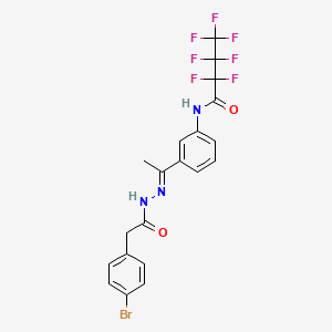 molecular formula C20H15BrF7N3O2 B4722061 N-(3-{N-[(4-bromophenyl)acetyl]ethanehydrazonoyl}phenyl)-2,2,3,3,4,4,4-heptafluorobutanamide 