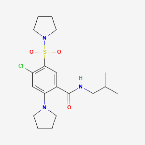 molecular formula C19H28ClN3O3S B4722077 4-chloro-N-isobutyl-2-(1-pyrrolidinyl)-5-(1-pyrrolidinylsulfonyl)benzamide 