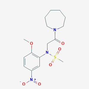 molecular formula C16H23N3O6S B4722131 N-[2-(1-azepanyl)-2-oxoethyl]-N-(2-methoxy-5-nitrophenyl)methanesulfonamide 