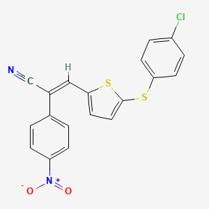 molecular formula C19H11ClN2O2S2 B4722136 3-{5-[(4-chlorophenyl)thio]-2-thienyl}-2-(4-nitrophenyl)acrylonitrile 