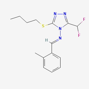 molecular formula C15H18F2N4S B4722154 3-(butylthio)-5-(difluoromethyl)-N-(2-methylbenzylidene)-4H-1,2,4-triazol-4-amine 