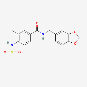 molecular formula C17H18N2O5S B4722172 N-(1,3-benzodioxol-5-ylmethyl)-3-methyl-4-[(methylsulfonyl)amino]benzamide 