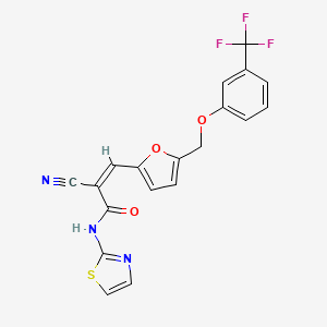 molecular formula C19H12F3N3O3S B4722182 2-cyano-N-1,3-thiazol-2-yl-3-(5-{[3-(trifluoromethyl)phenoxy]methyl}-2-furyl)acrylamide 