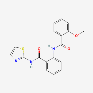 molecular formula C18H15N3O3S B4722205 2-methoxy-N-{2-[(1,3-thiazol-2-ylamino)carbonyl]phenyl}benzamide 