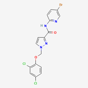 molecular formula C16H11BrCl2N4O2 B4722213 N-(5-bromo-2-pyridinyl)-1-[(2,4-dichlorophenoxy)methyl]-1H-pyrazole-3-carboxamide 