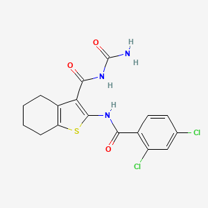 molecular formula C17H15Cl2N3O3S B4722221 N-(aminocarbonyl)-2-[(2,4-dichlorobenzoyl)amino]-4,5,6,7-tetrahydro-1-benzothiophene-3-carboxamide 