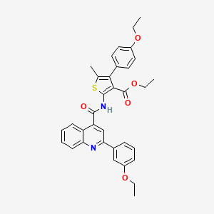 molecular formula C34H32N2O5S B4722223 ethyl 4-(4-ethoxyphenyl)-2-({[2-(3-ethoxyphenyl)-4-quinolinyl]carbonyl}amino)-5-methyl-3-thiophenecarboxylate 