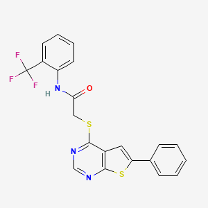 molecular formula C21H14F3N3OS2 B4722247 2-[(6-phenylthieno[2,3-d]pyrimidin-4-yl)thio]-N-[2-(trifluoromethyl)phenyl]acetamide 