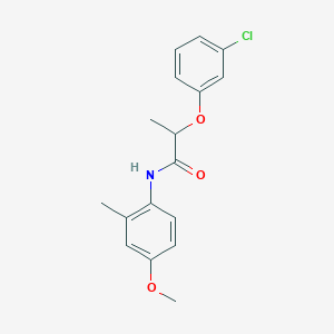 molecular formula C17H18ClNO3 B4722283 2-(3-chlorophenoxy)-N-(4-methoxy-2-methylphenyl)propanamide 