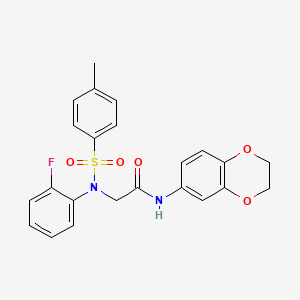 molecular formula C23H21FN2O5S B4722290 N~1~-(2,3-dihydro-1,4-benzodioxin-6-yl)-N~2~-(2-fluorophenyl)-N~2~-[(4-methylphenyl)sulfonyl]glycinamide 