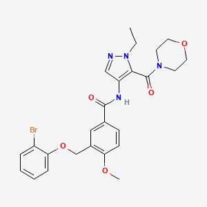 molecular formula C25H27BrN4O5 B4722296 3-[(2-bromophenoxy)methyl]-N-[1-ethyl-5-(4-morpholinylcarbonyl)-1H-pyrazol-4-yl]-4-methoxybenzamide 