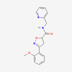 molecular formula C17H17N3O3 B4722341 3-(2-methoxyphenyl)-N-(2-pyridinylmethyl)-4,5-dihydro-5-isoxazolecarboxamide 