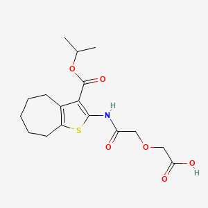 molecular formula C17H23NO6S B4722343 (2-{[3-(isopropoxycarbonyl)-5,6,7,8-tetrahydro-4H-cyclohepta[b]thien-2-yl]amino}-2-oxoethoxy)acetic acid 