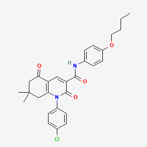 molecular formula C28H29ClN2O4 B4722346 N-(4-butoxyphenyl)-1-(4-chlorophenyl)-7,7-dimethyl-2,5-dioxo-1,2,5,6,7,8-hexahydro-3-quinolinecarboxamide 