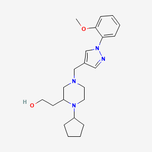 molecular formula C22H32N4O2 B4722347 2-(1-cyclopentyl-4-{[1-(2-methoxyphenyl)-1H-pyrazol-4-yl]methyl}-2-piperazinyl)ethanol 