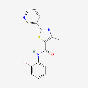 molecular formula C16H12FN3OS B4722348 N-(2-fluorophenyl)-4-methyl-2-(3-pyridinyl)-1,3-thiazole-5-carboxamide 