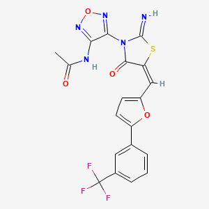 molecular formula C19H12F3N5O4S B4722353 N-{4-[2-imino-4-oxo-5-({5-[3-(trifluoromethyl)phenyl]-2-furyl}methylene)-1,3-thiazolidin-3-yl]-1,2,5-oxadiazol-3-yl}acetamide 