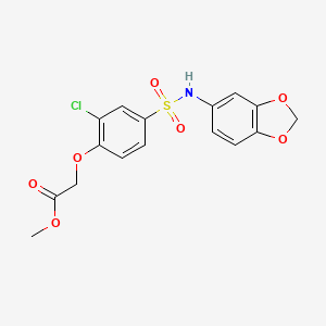 molecular formula C16H14ClNO7S B4722358 methyl {4-[(1,3-benzodioxol-5-ylamino)sulfonyl]-2-chlorophenoxy}acetate 