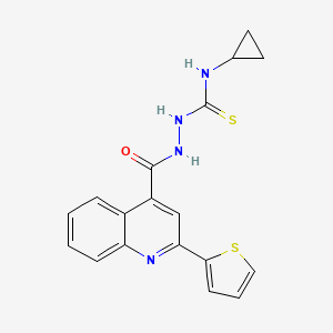 molecular formula C18H16N4OS2 B4722371 N-cyclopropyl-2-{[2-(2-thienyl)-4-quinolinyl]carbonyl}hydrazinecarbothioamide 