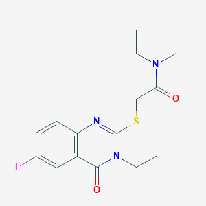 molecular formula C16H20IN3O2S B4722398 N,N-diethyl-2-[(3-ethyl-6-iodo-4-oxo-3,4-dihydro-2-quinazolinyl)thio]acetamide 