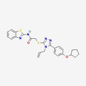 molecular formula C25H25N5O2S2 B4722472 2-({4-allyl-5-[4-(cyclopentyloxy)phenyl]-4H-1,2,4-triazol-3-yl}thio)-N-1,3-benzothiazol-2-ylacetamide 