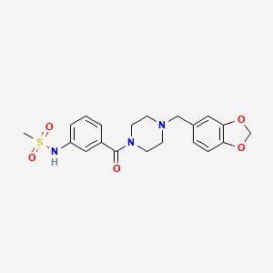molecular formula C20H23N3O5S B4722487 N-(3-{[4-(1,3-benzodioxol-5-ylmethyl)-1-piperazinyl]carbonyl}phenyl)methanesulfonamide 