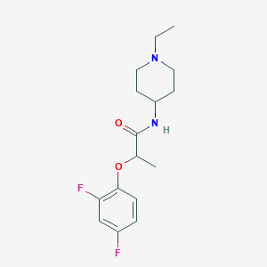 molecular formula C16H22F2N2O2 B4722502 2-(2,4-difluorophenoxy)-N-(1-ethyl-4-piperidinyl)propanamide 
