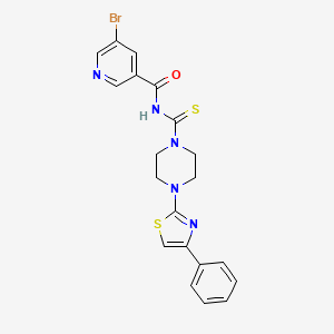 molecular formula C20H18BrN5OS2 B4722519 5-bromo-N-{[4-(4-phenyl-1,3-thiazol-2-yl)-1-piperazinyl]carbonothioyl}nicotinamide 