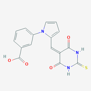 molecular formula C16H11N3O4S B472253 3-{2-[(4,6-dioxo-2-thioxotetrahydro-5(2H)-pyrimidinylidene)methyl]-1H-pyrrol-1-yl}benzoic acid CAS No. 593272-76-5